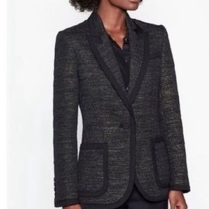 Equipment Black Bodanne Tweed Gold Metallic Blazer Size 2